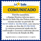 COMUNICADO - RECESSO ESCOLAR 