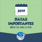 Datas importantes para o ano letivo de 2019