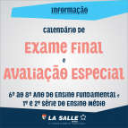 Exame e Avaliação Especial 6º ao 8º EF e 1ª e 2ª EM