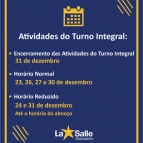 Atividades do Turno Integral: Dezembro