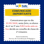 COMUNICADO AOS PAIS E ALUNOS DO 6° AO 9°ANO 