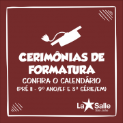 Calendário das Solenidades de Formaturas 2019