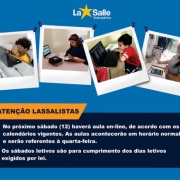 Sábado (12) têm Aula On-line