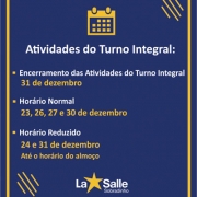 Atividades do Turno Integral: Dezembro