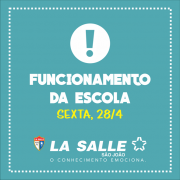 Funcionamento da Escola nesta sexta, 28/4