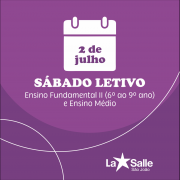 2 de julho: Sábado Letivo para EF II e EM