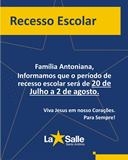 COMUNICADO: RECESSO ESCOLAR