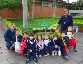 Turma da creche reutiliza terra para plantar rabanetes